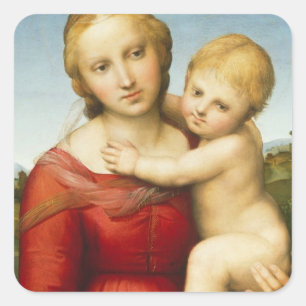 Der kleine Cowper Madonna, c.1505 (Öl auf Platte) Quadratischer Aufkleber