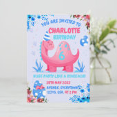 Der kleine Dinosaurier will mit seinem Freund zum  Einladung (Stehend Vorderseite)