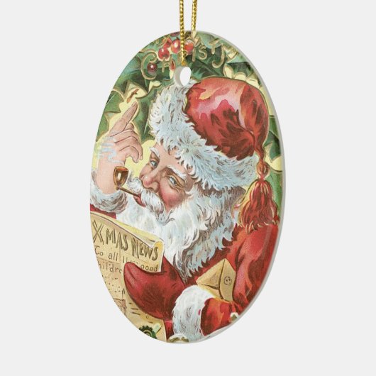 Der kleine Helfer des Weihnachtsmanns Keramik Ornament (Links)