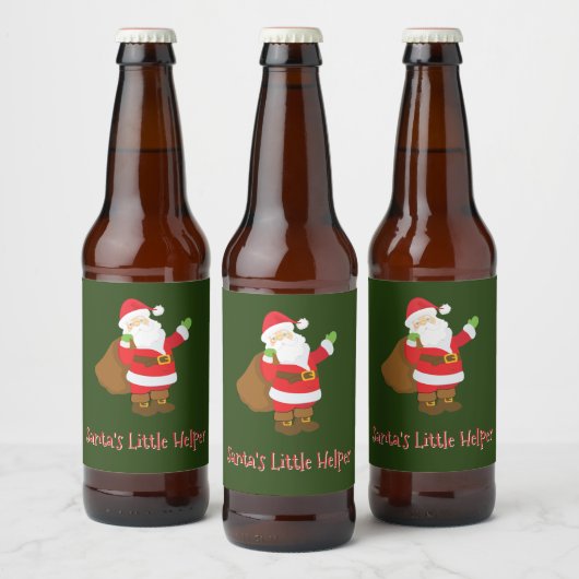 Der kleine Helfer Jolly St. Nick des Weihnachtsman Bierflaschenetikett (Flaschen)