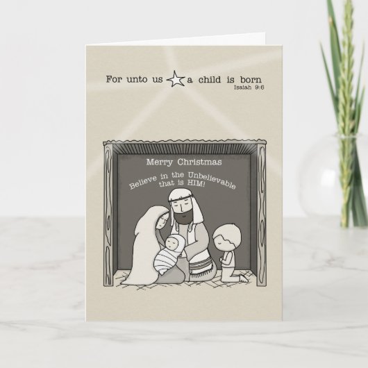 Der kleine Junge auf der Manger Feiertagskarte (Vorderseite)