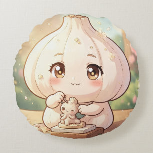 🧄✨ Der kleine magische Knoblauch.1 Rundes Kissen