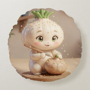 🧄✨ Der kleine magische Knoblauch.6 Rundes Kissen