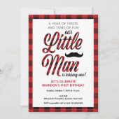 Der kleine Mann dreht einen ersten Geburtstag Einladung (Vorderseite)
