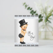 Der kleine Mann ist eine junge Babydusche Einladung (Stehend Vorderseite)