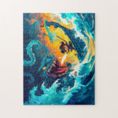 Der kleine Pirate kämpft gegen ein Seemännchen auf Puzzle (Vertikal)