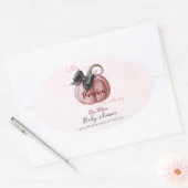 Der kleine, rosa Kürbisbogen ist auf dem Weg2 Ovaler Aufkleber (Umschlag)