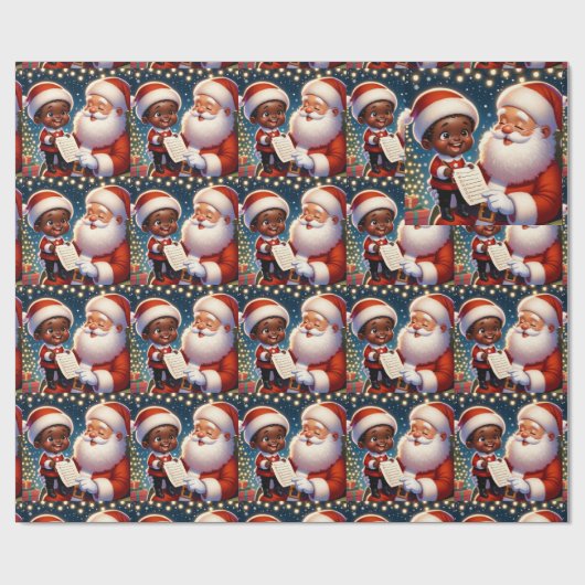 Der kleine schwarze Junge auf dem Schoß des Weihna Geschenkpapier (Flach)