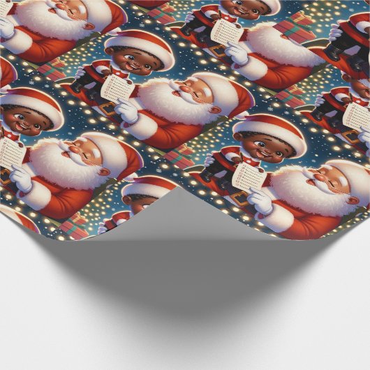 Der kleine schwarze Junge auf dem Schoß des Weihna Geschenkpapier (Ecke)