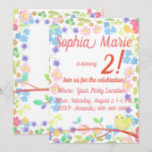 Der kleine Vogel auf einem blühenden Baum zum Gebu Einladung (Vorne/Hinten)