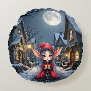 Der kleine Weihnachtsbote. Rundes Kissen