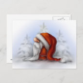 Der kleine Weihnachtsmann im Schnee Feiertagspostkarte (Vorne/Hinten)