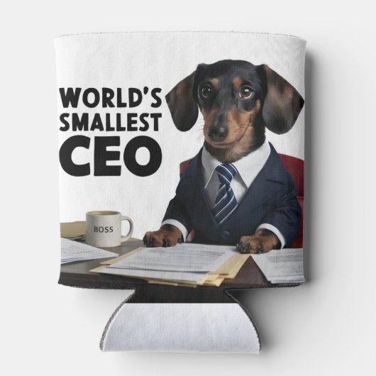 Der kleinste CEO der Welt, niedliche lustige Dacke Dosenkühler (Rückseite)