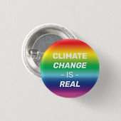 Der Klimawandel ist real, der Regenbogenfarbenstol Button (Vorne & Hinten)
