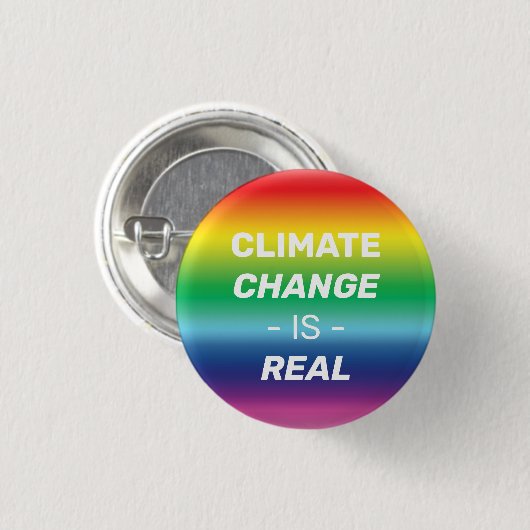Der Klimawandel ist real, der Regenbogenfarbenstol Button (Vorne & Hinten)