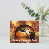 "Der Klimawandel ist real!" & die Erde zu brennen Postkarte (Stehend Vorderseite)