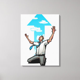 Der kniende Geschäftsmann, Pfeil unterzeichnen Leinwanddruck