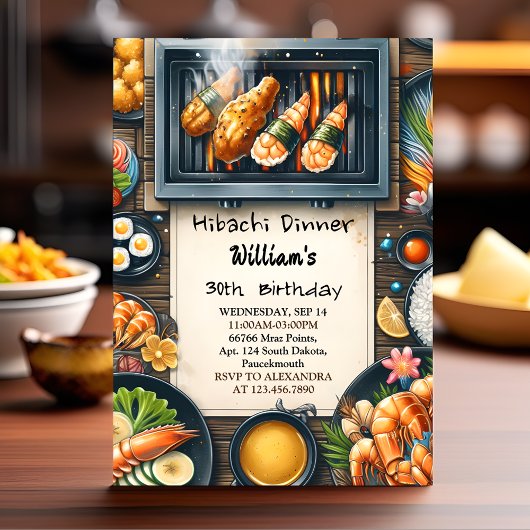 Der Koch Grillen Japanisch Sushi Hibachi 40. Gebur Einladung