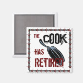 Der Koch hat müde (rot/schwarz) Magnet (Vorderseite/Rückseite)