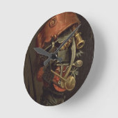 Der Koch (Öl auf Platte) Runde Wanduhr (Winkel)