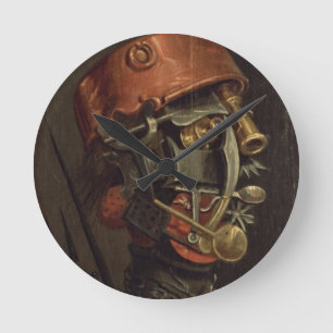 Der Koch (Öl auf Platte) Runde Wanduhr