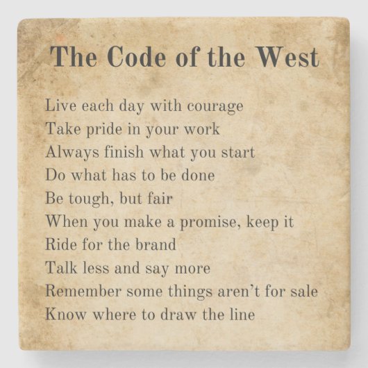 Der Kodex des Westens | Südliche Zitate Steinuntersetzer (Vorderseite)