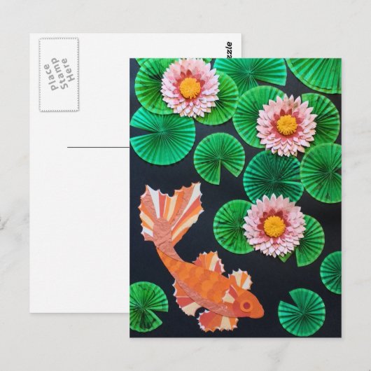Der Koi-Papierteich Postkarte (Vorne/Hinten)