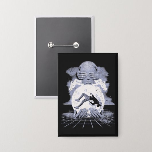 Der Kollaps - Techno-Dystopian Streetwear Design Button (Vorderseite/Rückseite)