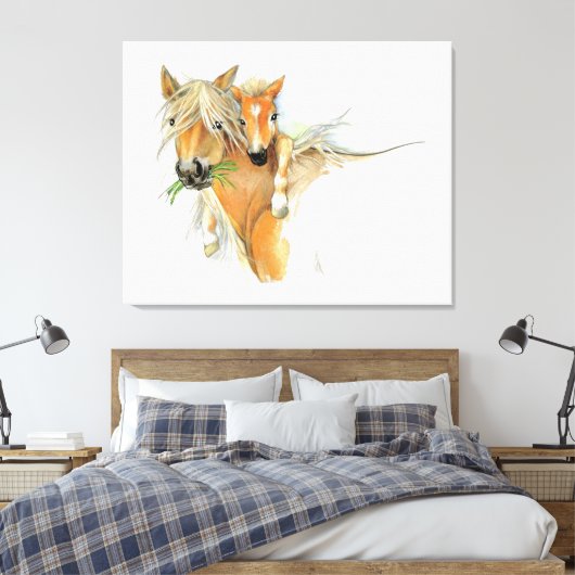 Der Komfort von Mutter, Liebe, Pferd und Foal Leinwanddruck (Insitu (Schlafzimmer))