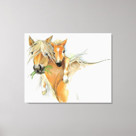Der Komfort von Mutter, Liebe, Pferd und Foal Leinwanddruck