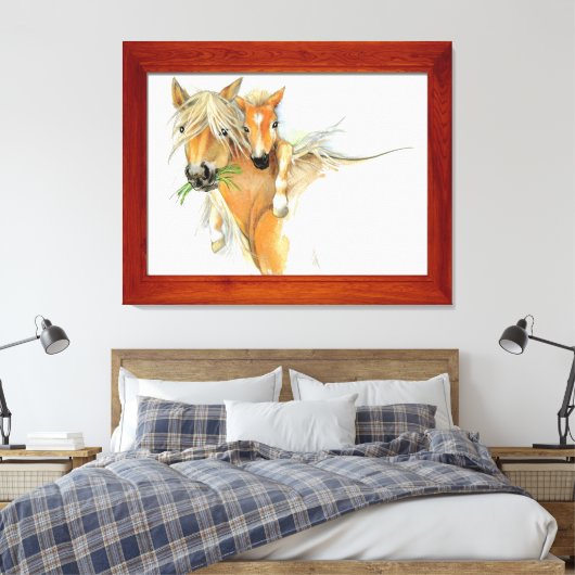Der Komfort von Mutter, Liebe, Pferd und Foal Leinwanddruck (Insitu (Schlafzimmer))