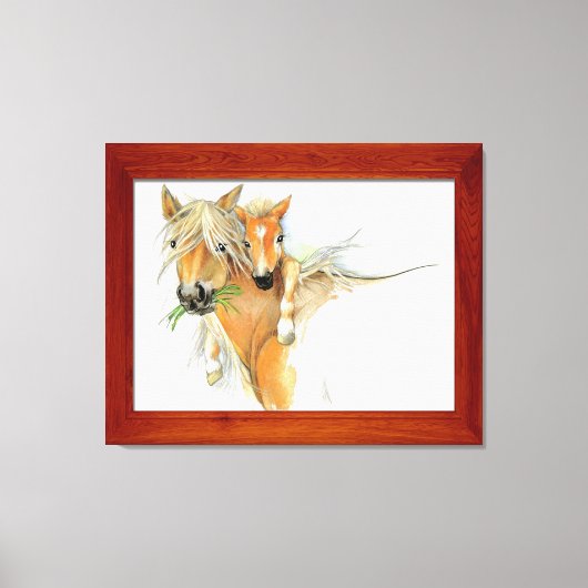 Der Komfort von Mutter, Liebe, Pferd und Foal Leinwanddruck (Vorderseite)