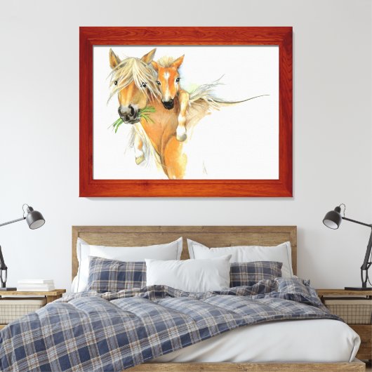 Der Komfort von Mutter, Liebe, Pferd und Foal Leinwanddruck (Insitu (Schlafzimmer))