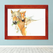 Der Komfort von Mutter, Liebe, Pferd und Foal Leinwanddruck (Insitu (Holzboden))