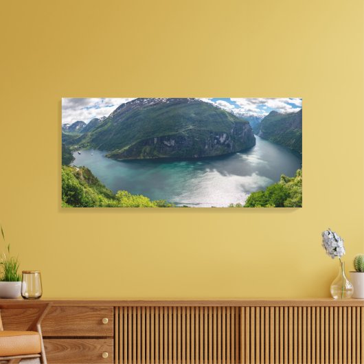 Der komplette Geirangerfjord in der Panorama-Leinw Leinwanddruck (Insitu (Wohnzimmer))