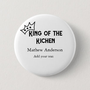 Der König der Küche fügt den Namen Koch Bäckerei K Button