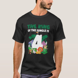 Der König des Dschungels ist 4 Geburtstag Zoo Anim T-Shirt