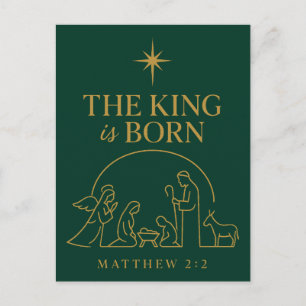 Der König ist geboren Weihnachtsdesign zur Geburt  Feiertagspostkarte