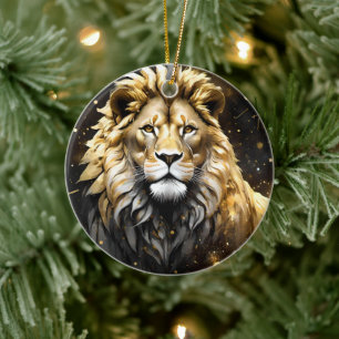 Der König: Majestic Gold und Graue Löwe, Keramik Ornament