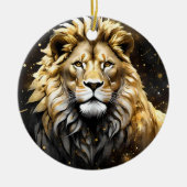 Der König: Majestic Gold und Graue Löwe, Keramik Ornament (Vorne)