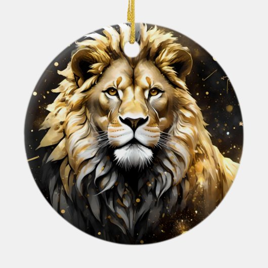 Der König: Majestic Gold und Graue Löwe, Keramik Ornament (Hinten)