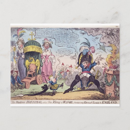 Der König von Rom, 1814 - Cartoon mit Napoleon Postkarte (Vorderseite)