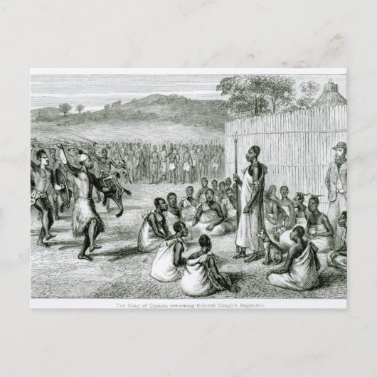 Der König von Uganda, der Oberst überprüft Postkarte (Vorderseite)