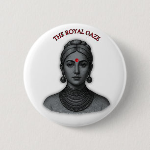 Der königliche Blick - Indische Königin Linienkuns Button