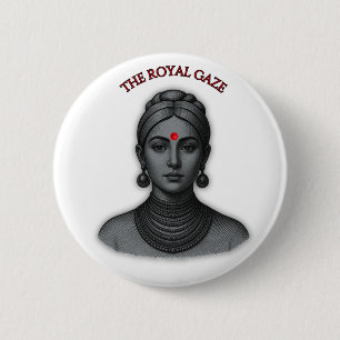 Der königliche Blick - Indische Königin Linienkuns Button