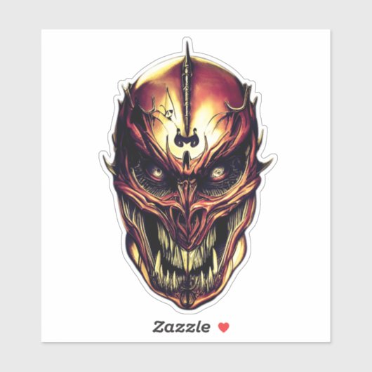 Der Kopf des Teufels sieht grässlich und beängstig Aufkleber (Blatt)