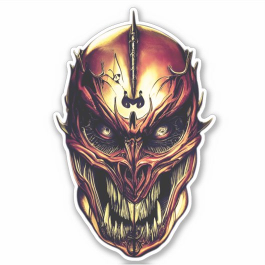 Der Kopf des Teufels sieht grässlich und beängstig Aufkleber (Vorderseite)