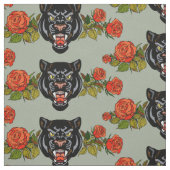 Der Kopf eines schwarzen Panters und blühende Rose Stoff (Muster)