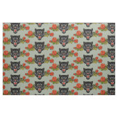 Der Kopf eines schwarzen Panters und blühende Rose Stoff (Fat Quarter (45,7 x 55,9 cm))