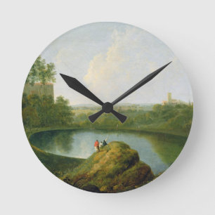 Der Kopf von See Nemi (Öl auf Leinwand) Runde Wanduhr